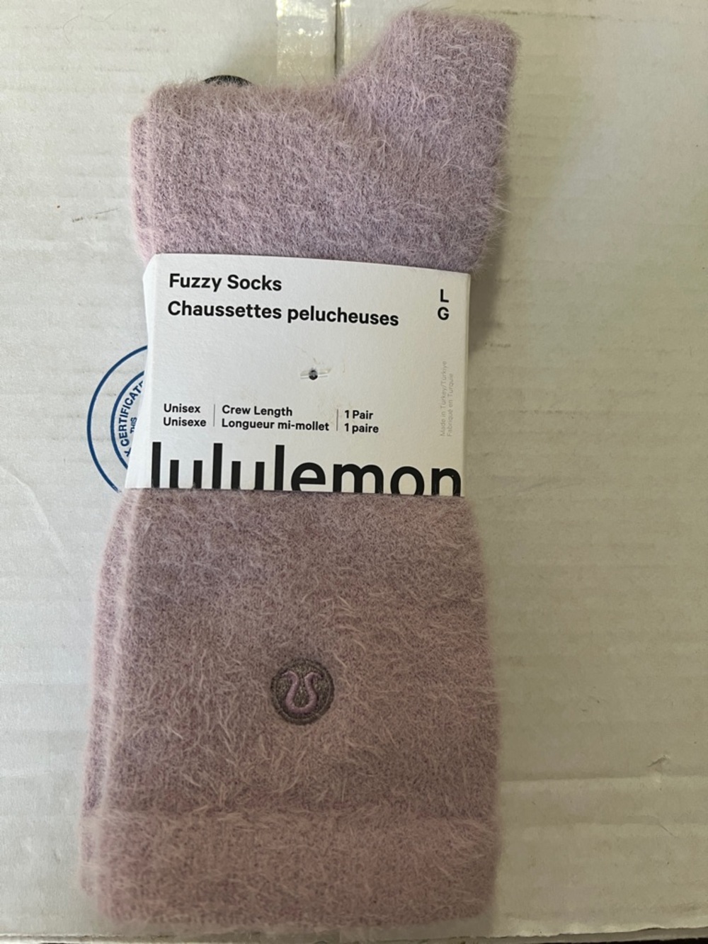 lululemon Fuzzy Crew Socks in Light Mauve